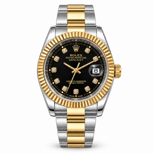 Rolex Datejust Two-Tone Black Diamond Dial – Fluted Bezel - RL 12