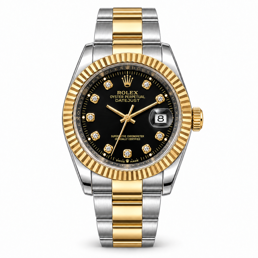 Rolex Datejust Two-Tone Black Diamond Dial – Fluted Bezel - RL 12