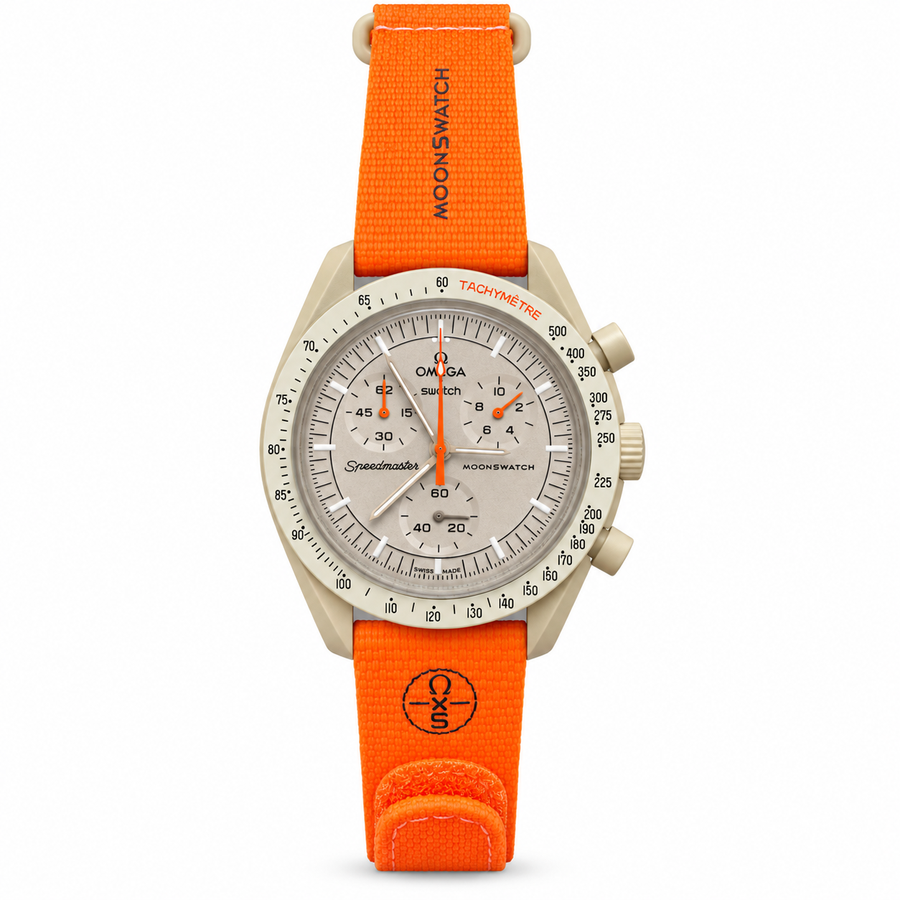 OMEGA x Swatch Speedmaster MoonSwatch – Mission to Jupiter – Beige & Orange- OM 28