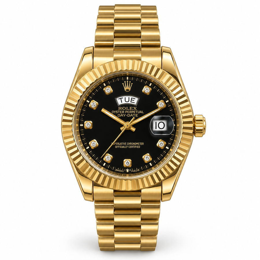 Rolex Day-Date – Full Gold Black Diamond Dial- RL 20