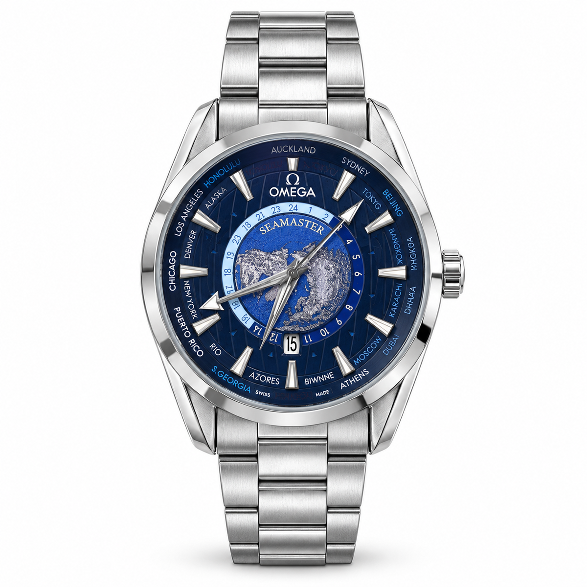 Omega Seamaster Aqua Terra Worldtimer – Blue Steel -OM 03