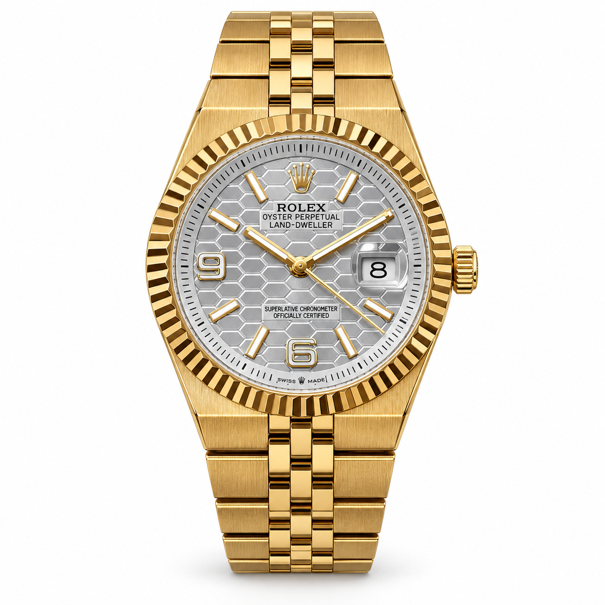 Rolex Land-Dweller – Full Gold Silver Dial- RL 28